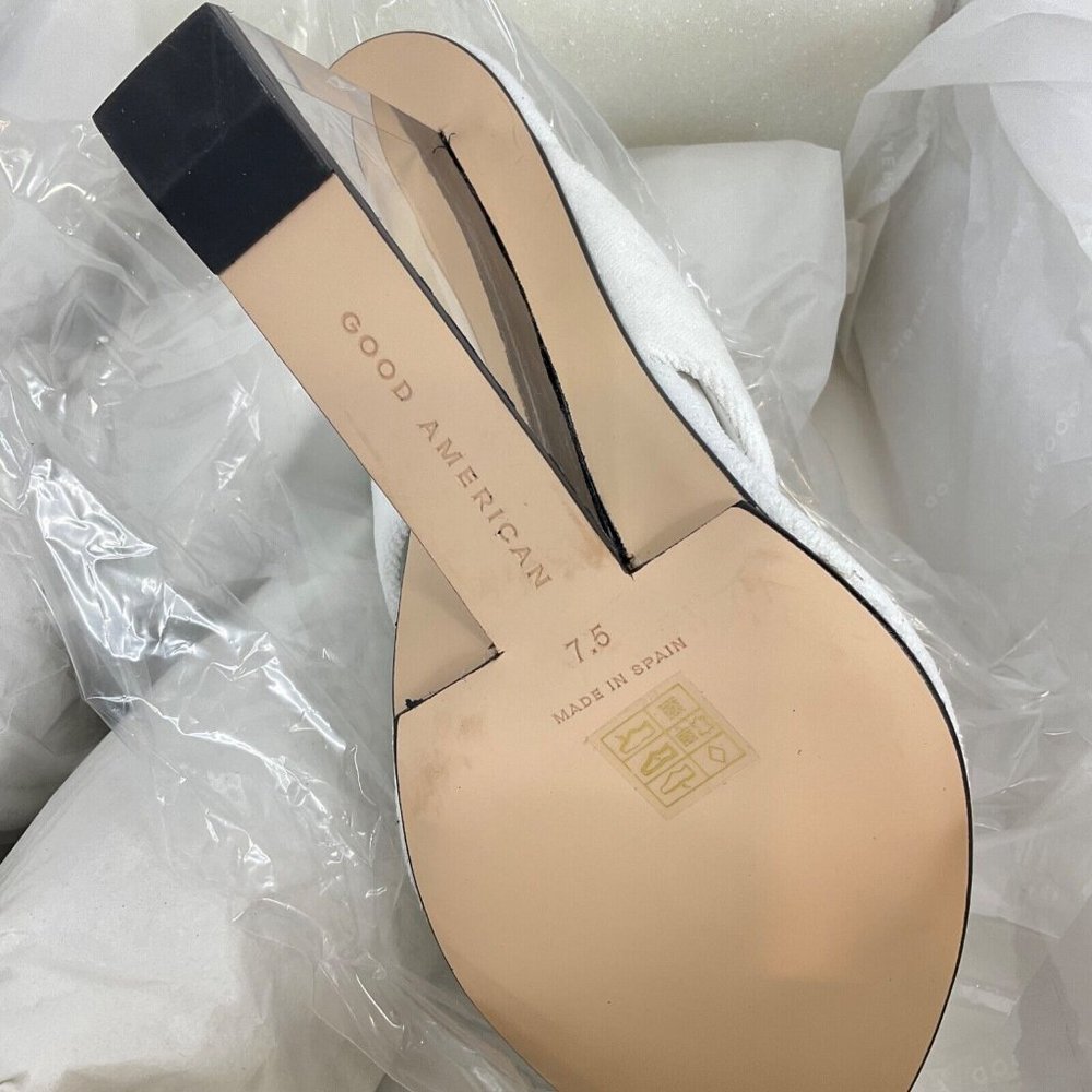 Good American Heels Womens Sz 7.5 Whte Terry Cinder F*cking Rella Wedge $260 Nwb - Picture 10 of 12